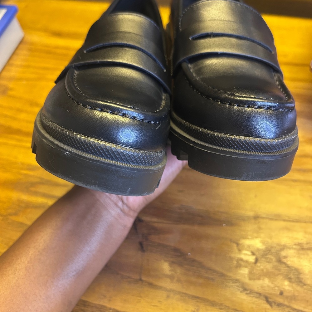 Mudd Black Chunky Lug Heel Loafers - Picture 9 of 13